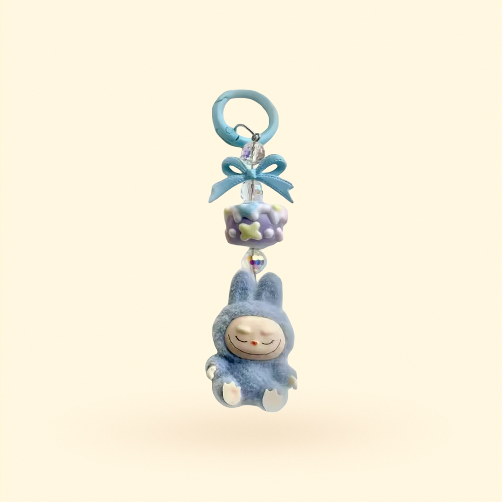 Mini portachiavi Labubu – Edizione blu
